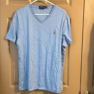 Polo by Ralph Lauren Heather Light Blue V-Neck Shirt